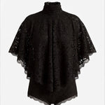 Black Lace High Neck Cape Top Shorts Set