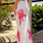 White Floral Print Maxi Skirt