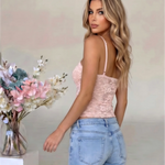 Pink Lace Corset Bustier Cami Top