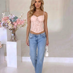 Pink Lace Corset Bustier Cami Top
