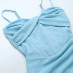 Light Blue Corset Bustier High Slit Mermaid Maxi Dress