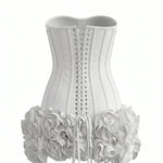 White Strapless Corset Ruffled Hem Mini Dress