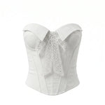 White Strapless Lace Bow Corset Top