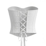 White Strapless Lace Bow Corset Top