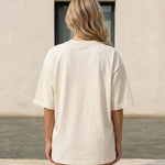 Beige Orange Graphic Print Oversized T-Shirt