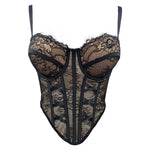Black Lace Mesh Corset Top