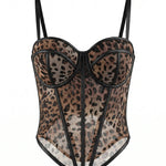 Leopard Print Mesh Corset Top