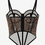Leopard Print Mesh Corset Top