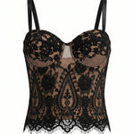 Black Lace Bustier Crop Top
