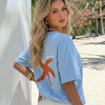Light Blue Graphic Print Oversized T-Shirt