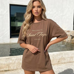 Brown Graphic Print Oversized T-Shirt