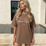Brown Graphic Print Oversized T-Shirt