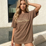 Brown Graphic Print Oversized T-Shirt