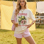 Khaki Fruit Letter Graphic Crew Neck Short Sleeve T-Shirt
