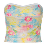 Multicolor Floral Print Strapless Tube Top