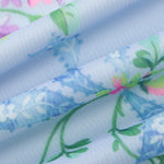 Light Blue Floral Print Ruched Maxi Dress