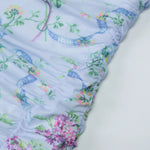 Light Blue Floral Print Ruched Maxi Dress