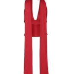 Red Halter Neck Choker Scarf Detail Crop Top