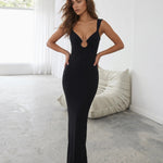 Black Sleeveless Keyhole Cutout Mermaid Maxi Dress