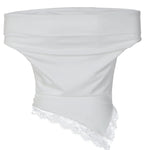 White Off-Shoulder Lace Trimmed Asymmetric Hem Top