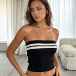 Black Ribbed Knit Strapless Tube Top