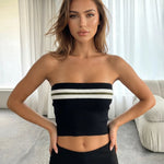 Black Ribbed Knit Strapless Tube Top