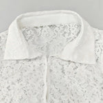 White Floral Lace Button Down Blouse