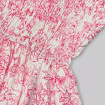Pink Floral Print Corset Bow Straps Mini Dress