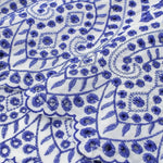 White Blue Geometric Print Square Neck Puff Sleeve Midi Dress