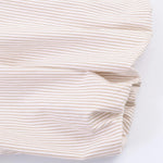Beige Stripe Double Tie Neck Puff 3/4 Sleeve Blouse