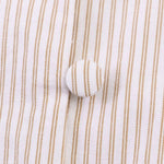 Beige Stripe Double Tie Neck Puff 3/4 Sleeve Blouse