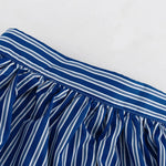 Blue White Stripe Strapless Bandeau Loose Flowy Maxi Dress