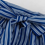 Blue White Stripe Strapless Bandeau Loose Flowy Maxi Dress