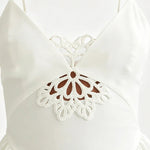 White Lace Cutout Spaghetti Strap Mini Dress
