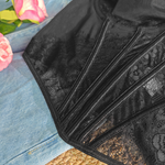 Black Lace Ruffle Strap Sheer Mesh Corset Crop Top