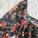 Black Red Floral Lace Puff Sleeve Sweetheart Hook Front Corset Crop Top