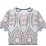 Off-White Multicolor Floral Embroidered Tie-Front Kimono Top