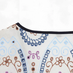 Off-White Multicolor Floral Embroidered Tie-Front Kimono Top