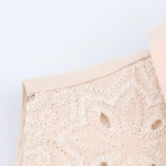 Beige Eyelet Embroidery Sleeveless Collared Shirt Mini Dress