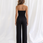 Black Strapless Gold Ornament Wide Leg Jumpsuit