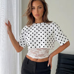 Black Layered Lace Hem Cropped T-Shirt