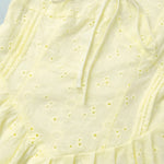 Pale Yellow Eyelet Embroidery Puff Sleeve V Neck Mini Dress