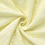 Pale Yellow Eyelet Embroidery Puff Sleeve V Neck Mini Dress