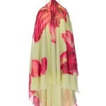 Yellow Floral Print Halter Layered Mini Dress