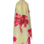 Yellow Floral Print Halter Layered Mini Dress