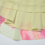 Yellow Floral Print Halter Layered Mini Dress