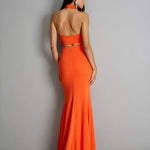 Twist Tied Backless Top And Mermaid Floor Skirt Set