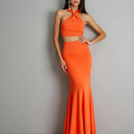Twist Tied Backless Top And Mermaid Floor Skirt Set