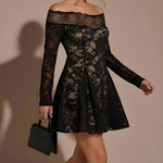 Lace Patchwork Off Shoulder Mini Dress