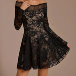 Lace Patchwork Off Shoulder Mini Dress